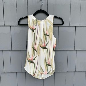 Tropical print sleeveless blouse